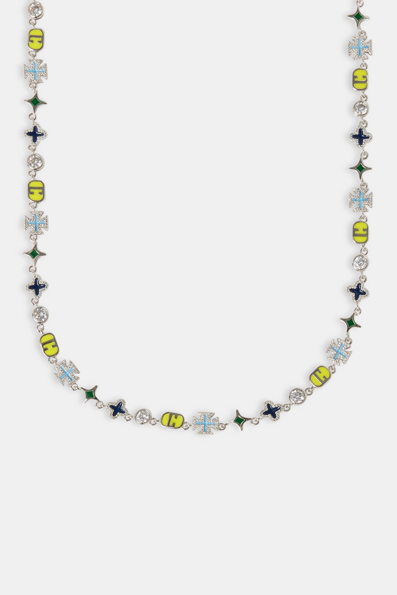 Blue Mixed Motif Polished Chain - 8mm