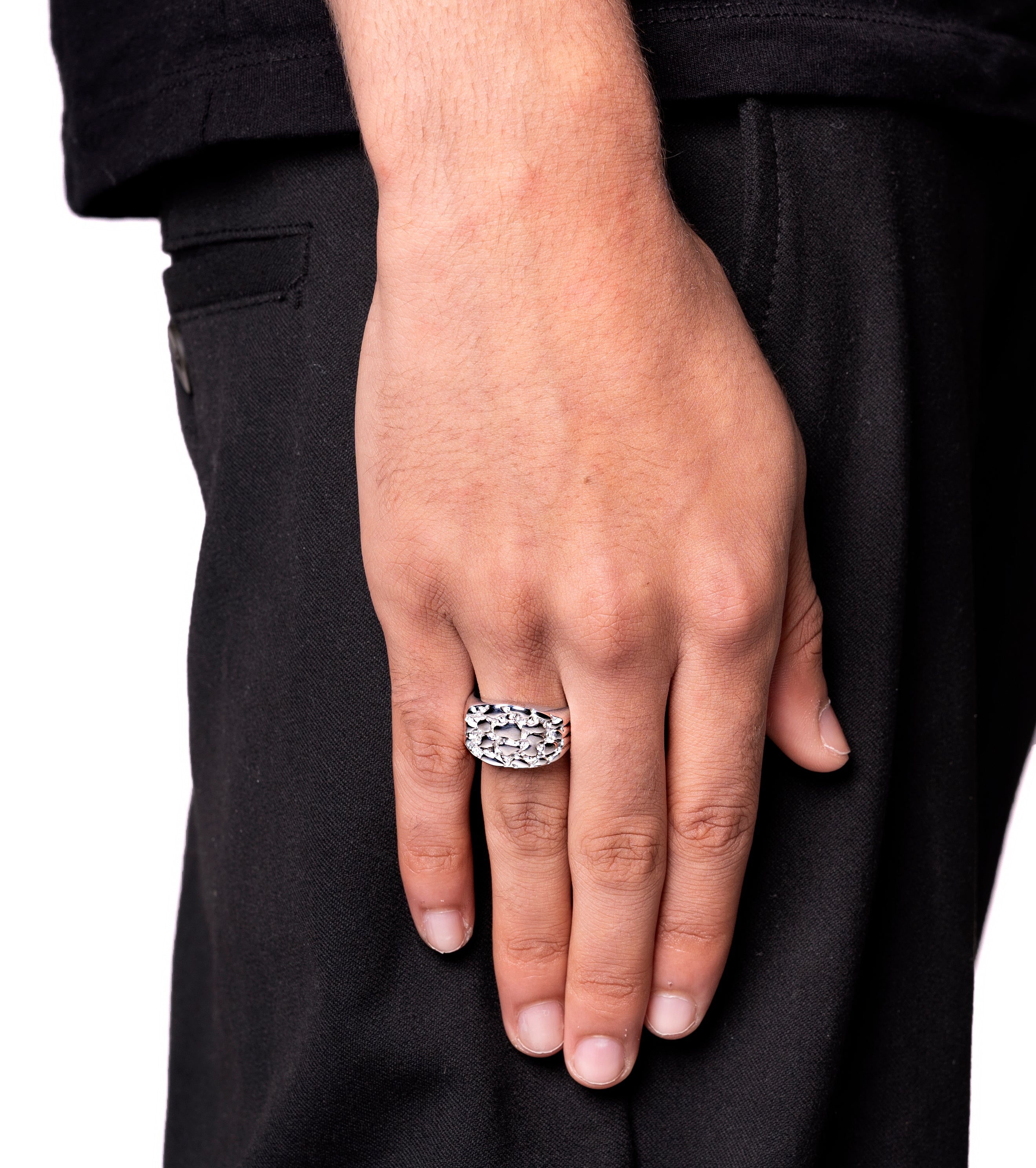 NUGGET RING. - ZILVER